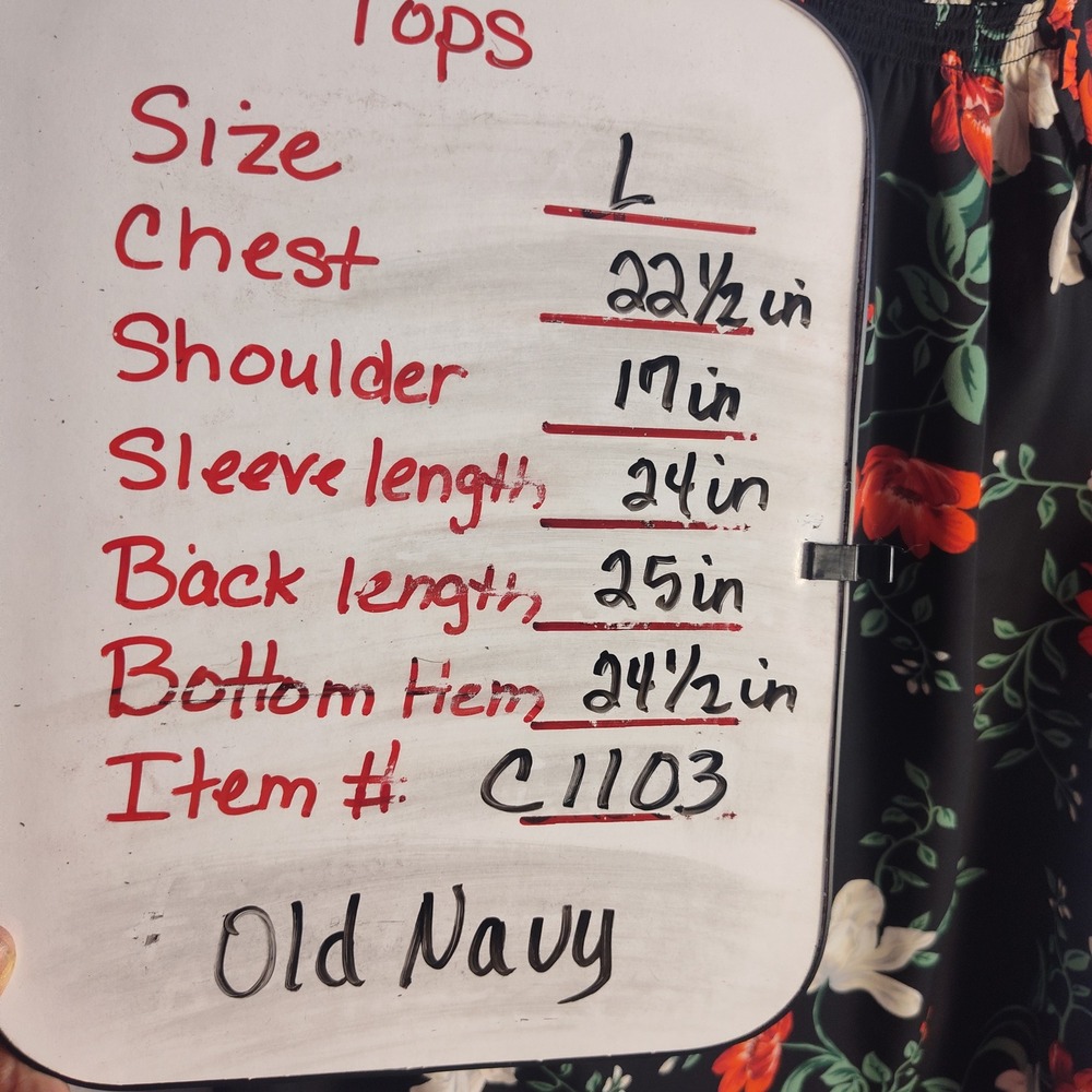 Old Navy Black Floral Smocked Neck Bell Sleeve Blouse Top Large - Picture 4 of 8